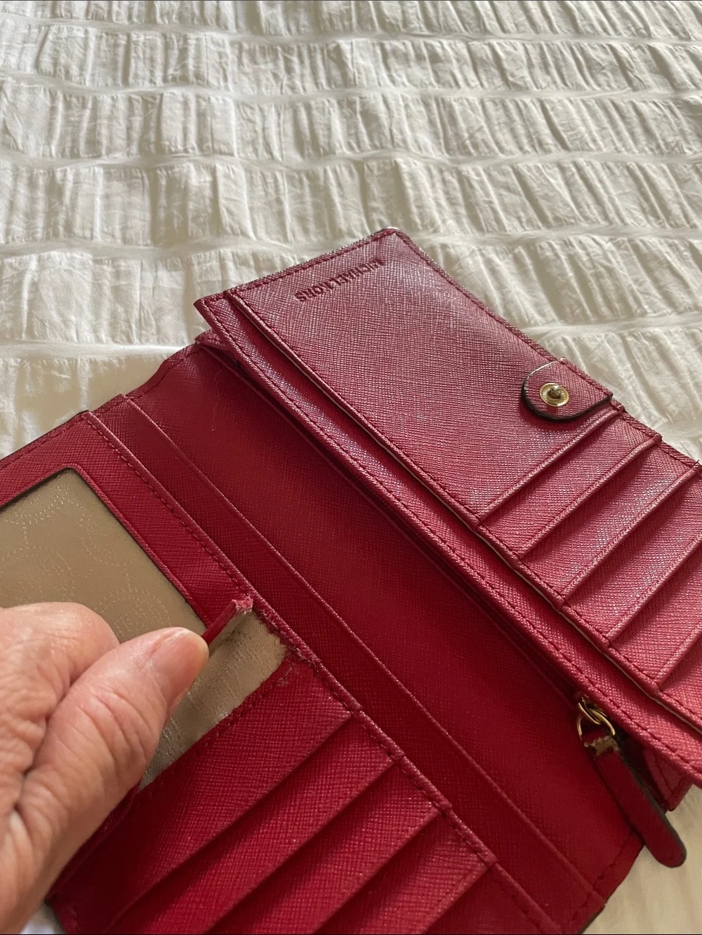 Michael Kors Red Saffiano Key & Card Holder with Gold Logo